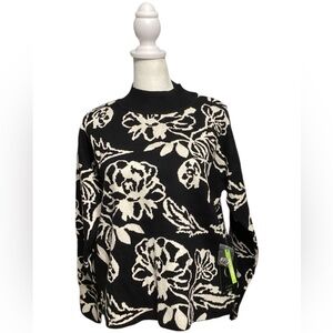 Cyrus Black and Cream Floral Sweater